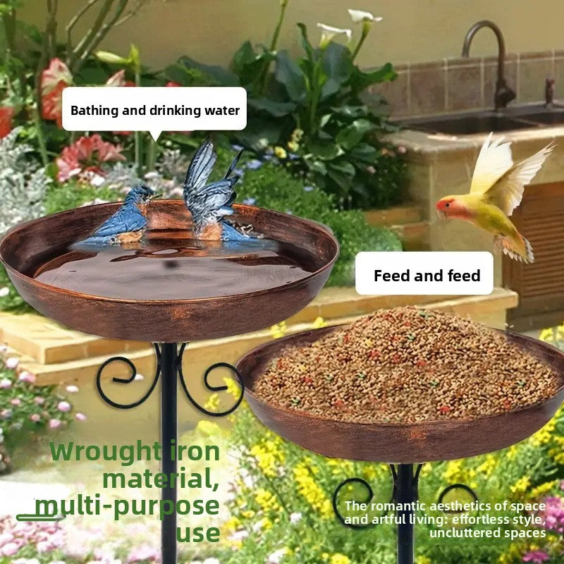 Iron Bird Bath / Feeder with Ground Stake