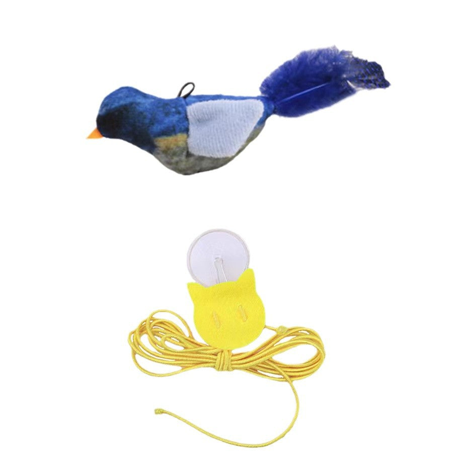 Simulation Sound Bird Cat Toy with Feathers