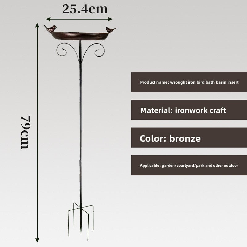 Iron Bird Bath / Feeder with Ground Stake