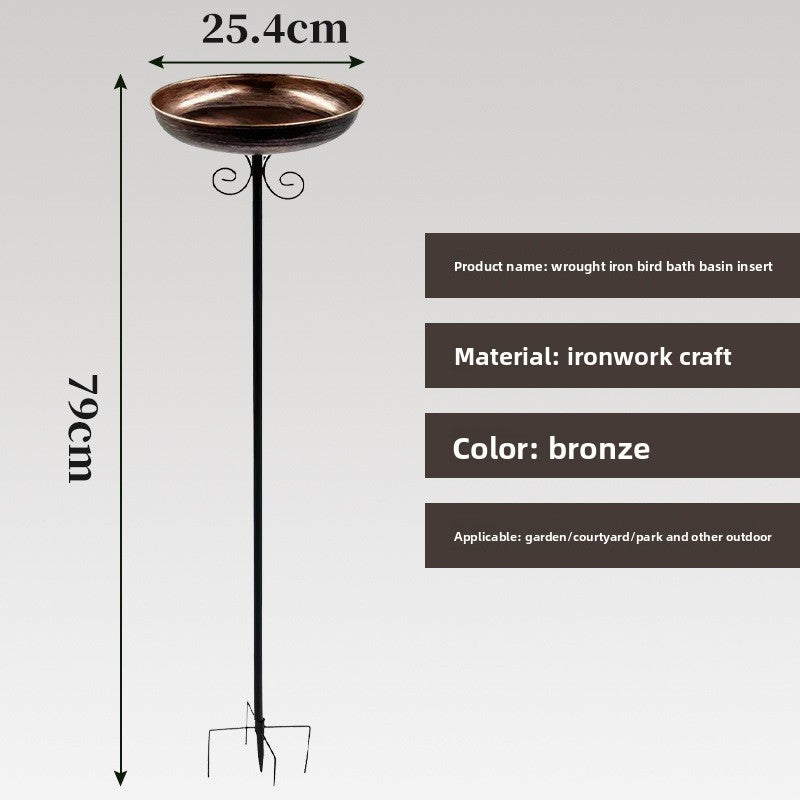 Iron Bird Bath / Feeder with Ground Stake